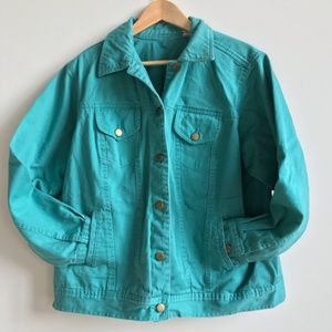 VINTAGE 90's Oversized Teal Denim Jean Jacket X-LARGE
